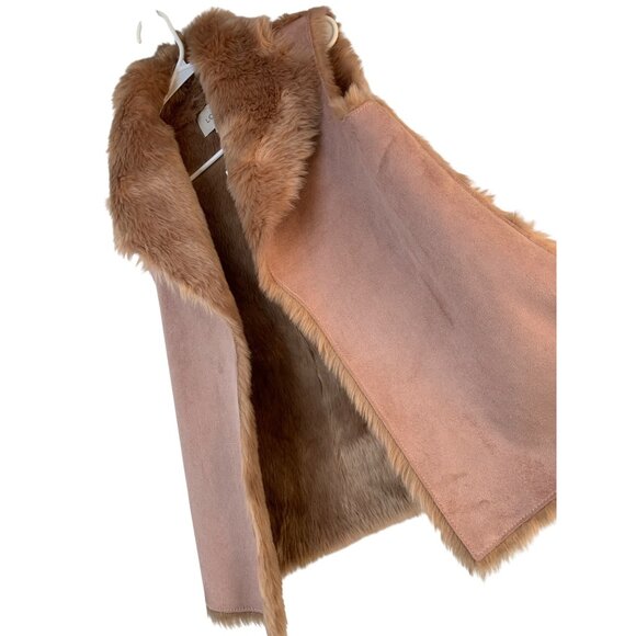 NWT Sz Small Ann Taylor Loft Reversible Faux Suede Fur Vest Womens $110 Pink - Picture 7 of 8